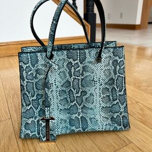 Blue Snakeskin Pattern Tote Bag by Silver Rose